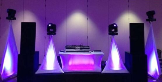 dj vinom set up purple dj vinom wedding set up