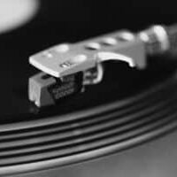 Close-up dj turntable dj vinom record on the turn table